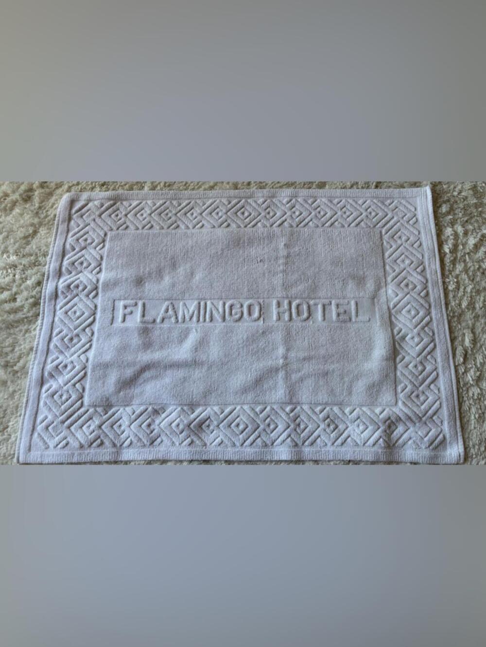 Flamingo Hotel White Embossed Cotton Bath Mat